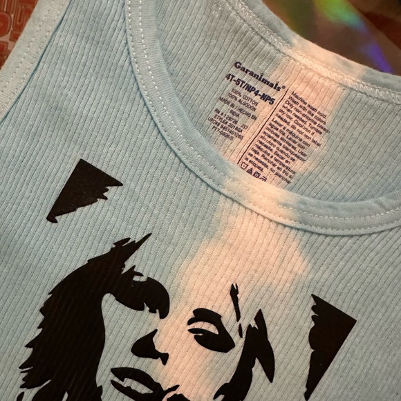 BLONDIE inspired 80s tie-dye distressed ribbed graffiti tank top Toddler 4T-5T - Picture 8 of 17